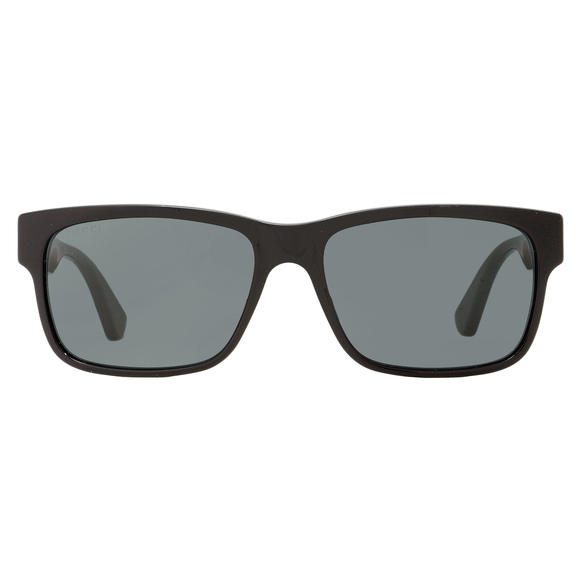 Gucci Rectangular Sunglasses GG0340S 006 Black/Green/Red 58mm 340 - Picture 2 of 3